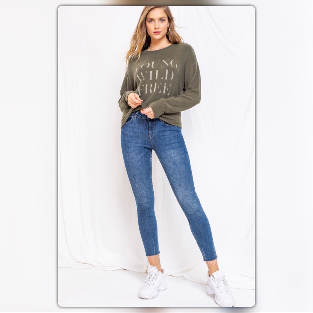 Young Wild Free Olive Sweater - Picture 3 of 5